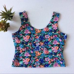 Vintage 90s Floral Cropped Tank Top - image 1